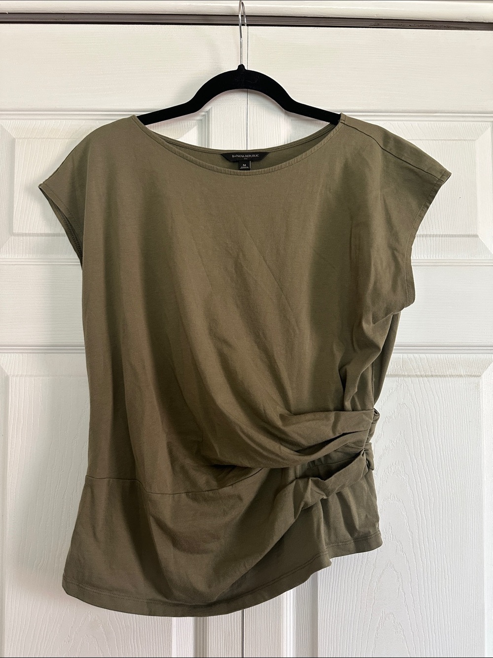 Banana Republic Olive Green Side-Knot Cap Sleeve Top